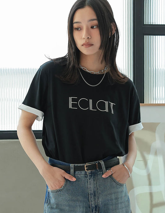 【TIME SALE 20%OFF】[接触冷感]配色スリーブ半袖ロゴTシャツ[mb] トップス 人気レディースファッション通販 リエディ