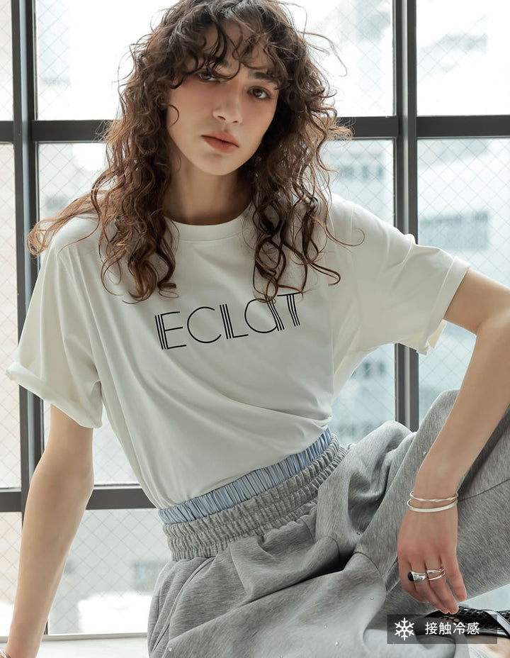 【TIME SALE 25%OFF ¥3,498⇒¥2,623】[2025 SUMMER COLLECTION][接触冷感]配色スリーブ半袖ロゴTシャツ[mb] トップス 人気レディースファッション通販 リエディ