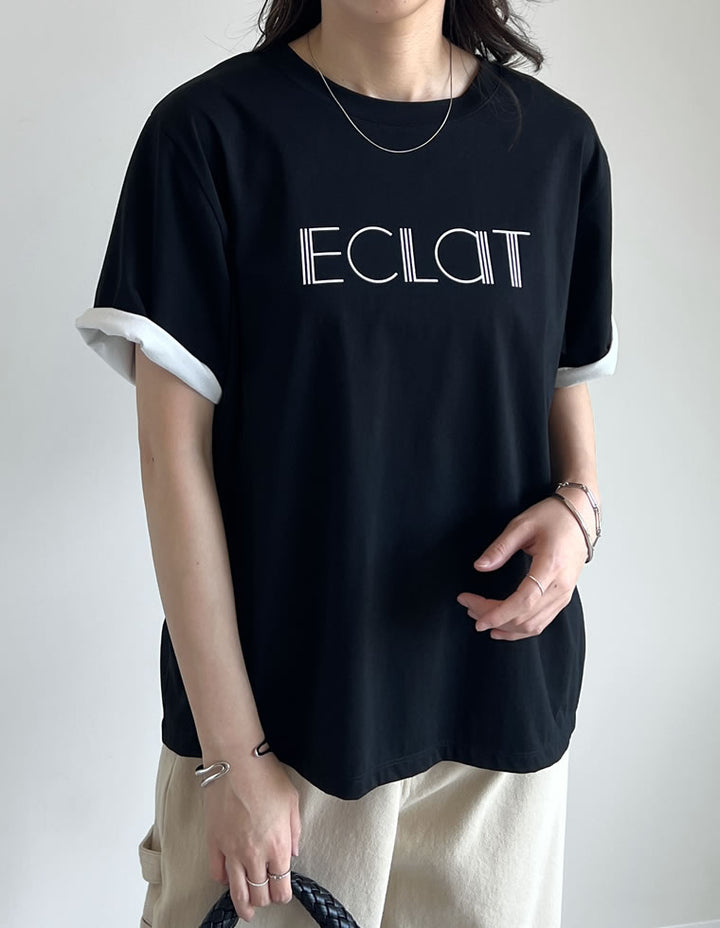 【TIME SALE 25%OFF ¥3,498⇒¥2,623】[2025 SUMMER COLLECTION][接触冷感]配色スリーブ半袖ロゴTシャツ[mb] トップス 人気レディースファッション通販 リエディ