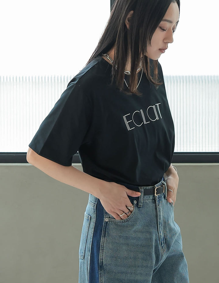 【TIME SALE 25%OFF ¥3,498⇒¥2,623】[2025 SUMMER COLLECTION][接触冷感]配色スリーブ半袖ロゴTシャツ[mb] トップス 人気レディースファッション通販 リエディ