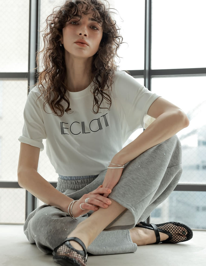 【TIME SALE 25%OFF ¥3,498⇒¥2,623】[2025 SUMMER COLLECTION][接触冷感]配色スリーブ半袖ロゴTシャツ[mb] トップス 人気レディースファッション通販 リエディ