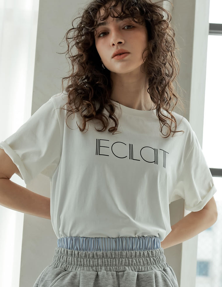 【TIME SALE 25%OFF ¥3,498⇒¥2,623】[2025 SUMMER COLLECTION][接触冷感]配色スリーブ半袖ロゴTシャツ[mb] トップス 人気レディースファッション通販 リエディ