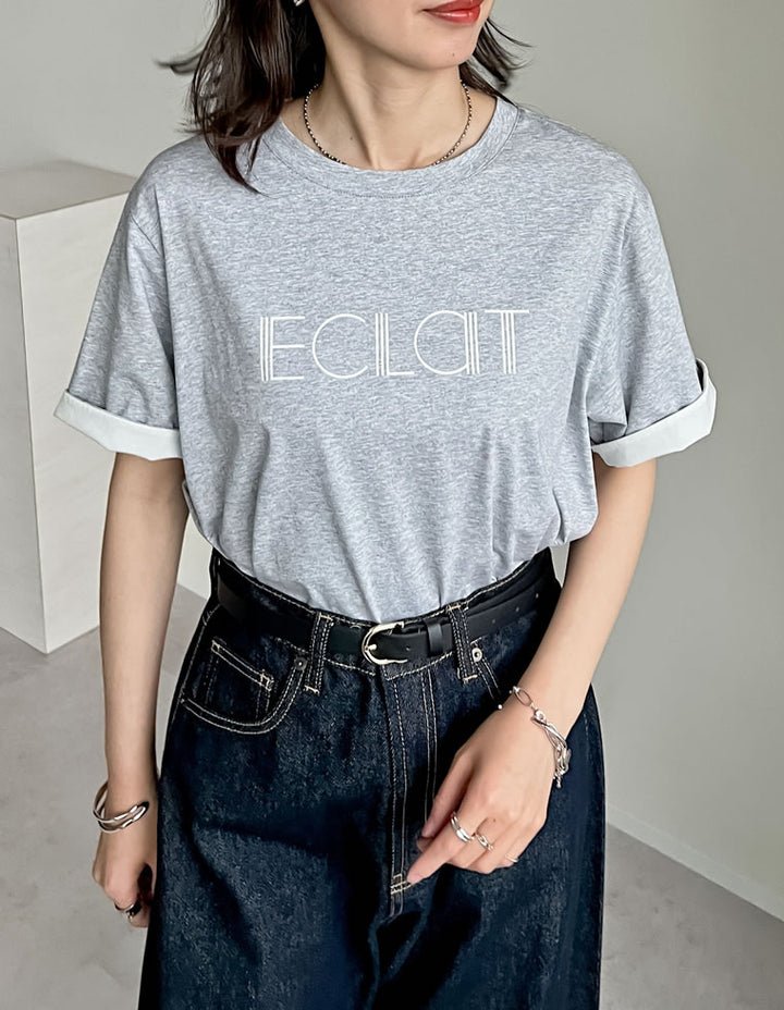 【TIME SALE 25%OFF ¥3,498⇒¥2,623】[2025 SUMMER COLLECTION][接触冷感]配色スリーブ半袖ロゴTシャツ[mb] トップス 人気レディースファッション通販 リエディ