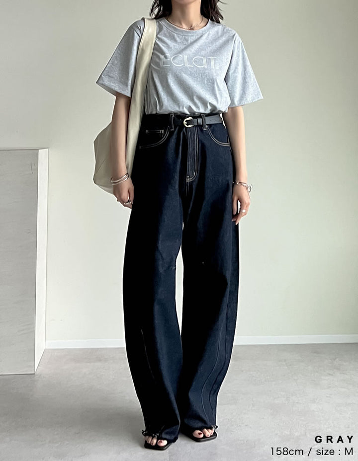 【TIME SALE 25%OFF ¥3,498⇒¥2,623】[2025 SUMMER COLLECTION][接触冷感]配色スリーブ半袖ロゴTシャツ[mb] トップス 人気レディースファッション通販 リエディ
