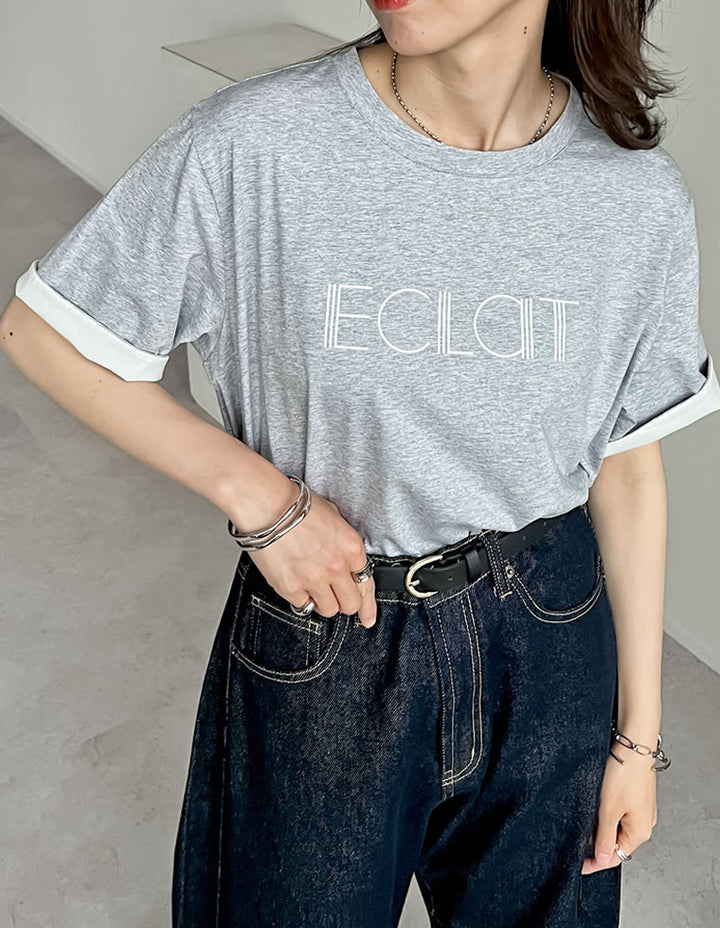 【TIME SALE 25%OFF ¥3,498⇒¥2,623】[2025 SUMMER COLLECTION][接触冷感]配色スリーブ半袖ロゴTシャツ[mb] トップス 人気レディースファッション通販 リエディ