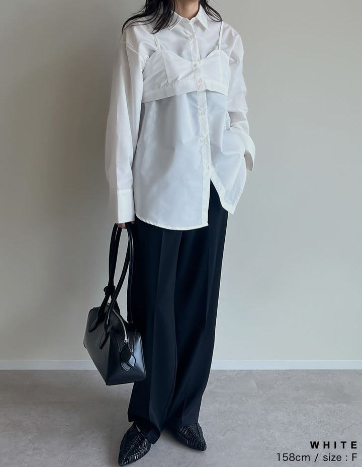 ≪20日11:59まで！期間限定ポイント10%UP対象≫[2025AW COLLECTION][2点セット]ブロードオーバーサイズビスチェ付きシャツ[mb] トップス 人気レディースファッション通販 リエディ