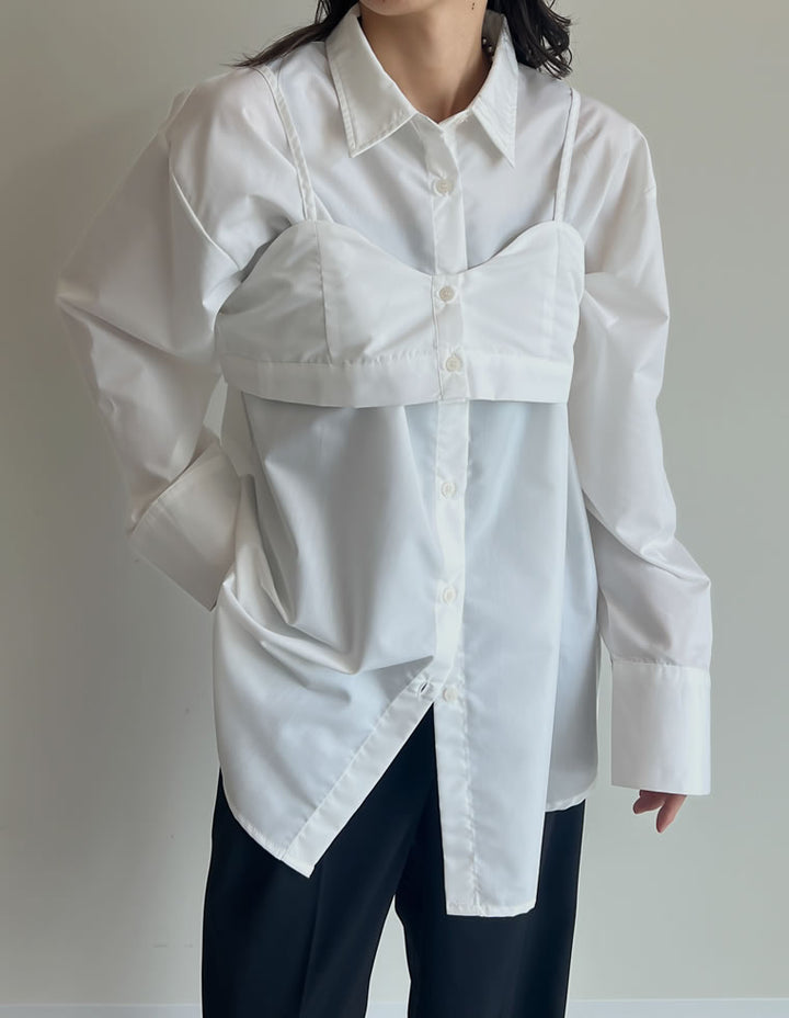 ≪20日11:59まで！期間限定ポイント10%UP対象≫[2025AW COLLECTION][2点セット]ブロードオーバーサイズビスチェ付きシャツ[mb] トップス 人気レディースファッション通販 リエディ