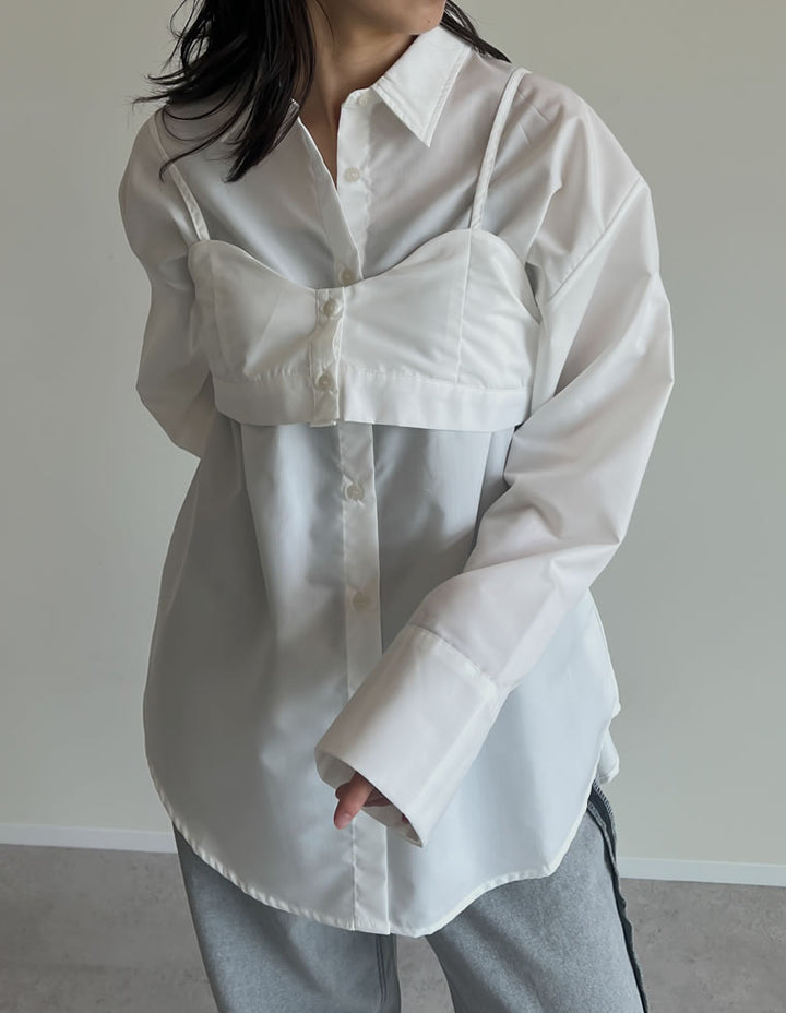 ≪20日11:59まで！期間限定ポイント10%UP対象≫[2025AW COLLECTION][2点セット]ブロードオーバーサイズビスチェ付きシャツ[mb] トップス 人気レディースファッション通販 リエディ