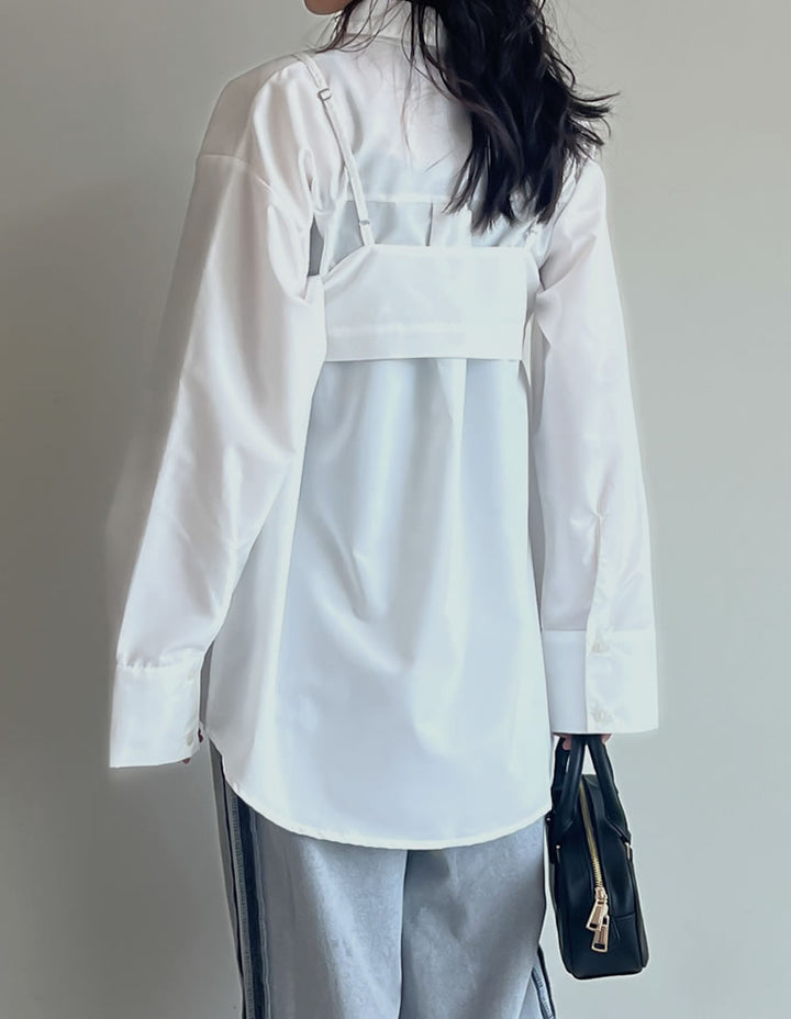 ≪20日11:59まで！期間限定ポイント10%UP対象≫[2025AW COLLECTION][2点セット]ブロードオーバーサイズビスチェ付きシャツ[mb] トップス 人気レディースファッション通販 リエディ