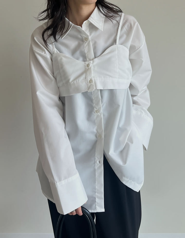 ≪20日11:59まで！期間限定ポイント10%UP対象≫[2025AW COLLECTION][2点セット]ブロードオーバーサイズビスチェ付きシャツ[mb] トップス 人気レディースファッション通販 リエディ