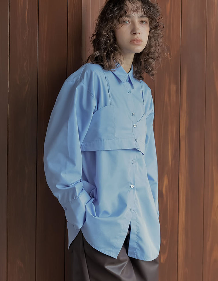 ≪20日11:59まで！期間限定ポイント10%UP対象≫[2025AW COLLECTION][2点セット]ブロードオーバーサイズビスチェ付きシャツ[mb] トップス 人気レディースファッション通販 リエディ