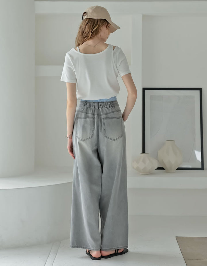 【TIME SALE 10%OFF ¥3,747⇒¥3,372】スムースカットソーレーヤード風アシンメトリー半袖Tシャツ[mb] トップス 人気レディースファッション通販 リエディ