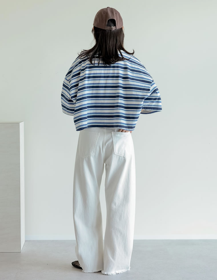 綿天竺マルチボーダーTシャツ - トップス通販 | 人気レディース