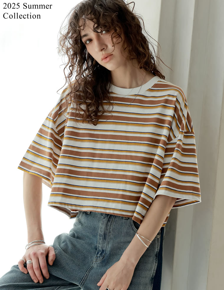 綿天竺マルチボーダーTシャツ - トップス通販 | 人気レディース 綿天竺マルチボーダーTシャツ - トップス通販 | 人気レディース