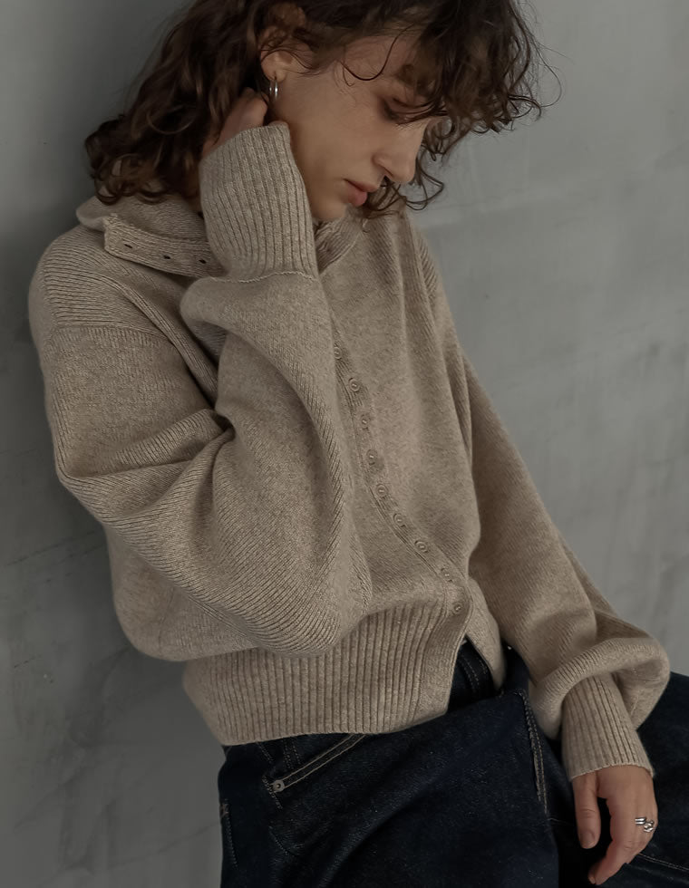 新品タグ付き　To the sea ミックスニットロングカーディガン　ベージュ ウールケーブルニットオープンロングカーディガン | レディース