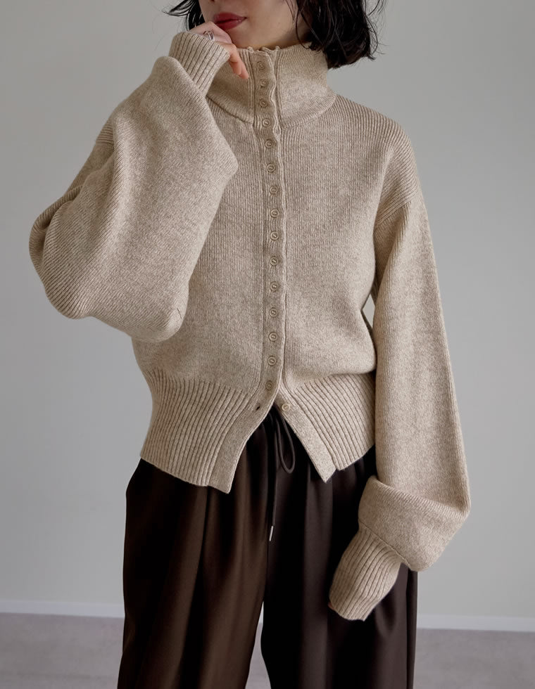 ミックスニットハイネックカーディガン - トップス通販 | 人気