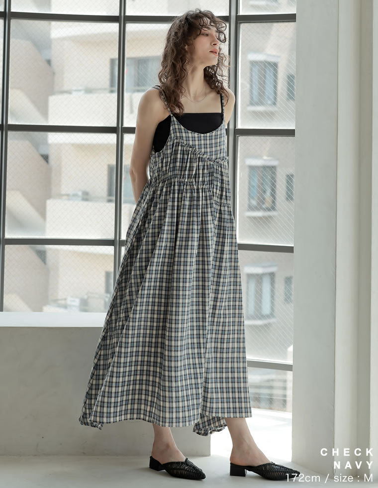 シャーリングアシメ切替キャミワンピース - ワンピース通販 | 人気