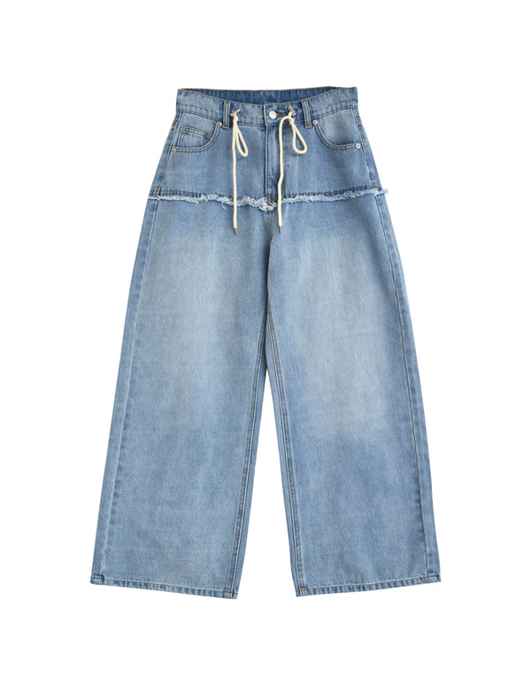 ロープベルト付きバレルレッグカーブパンツ