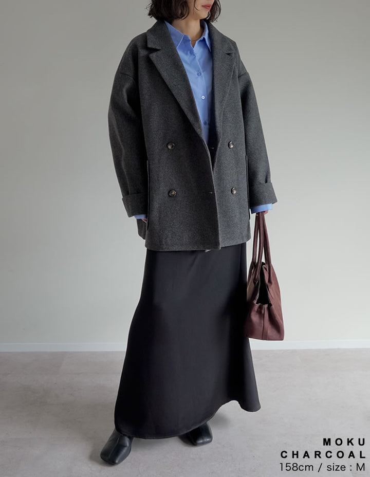 [2025 WINTER COLLECTION]フェイクウールルーズシルエットダブルテーラードジャケット ジャケット/アウター 人気レディースファッション通販 リエディ