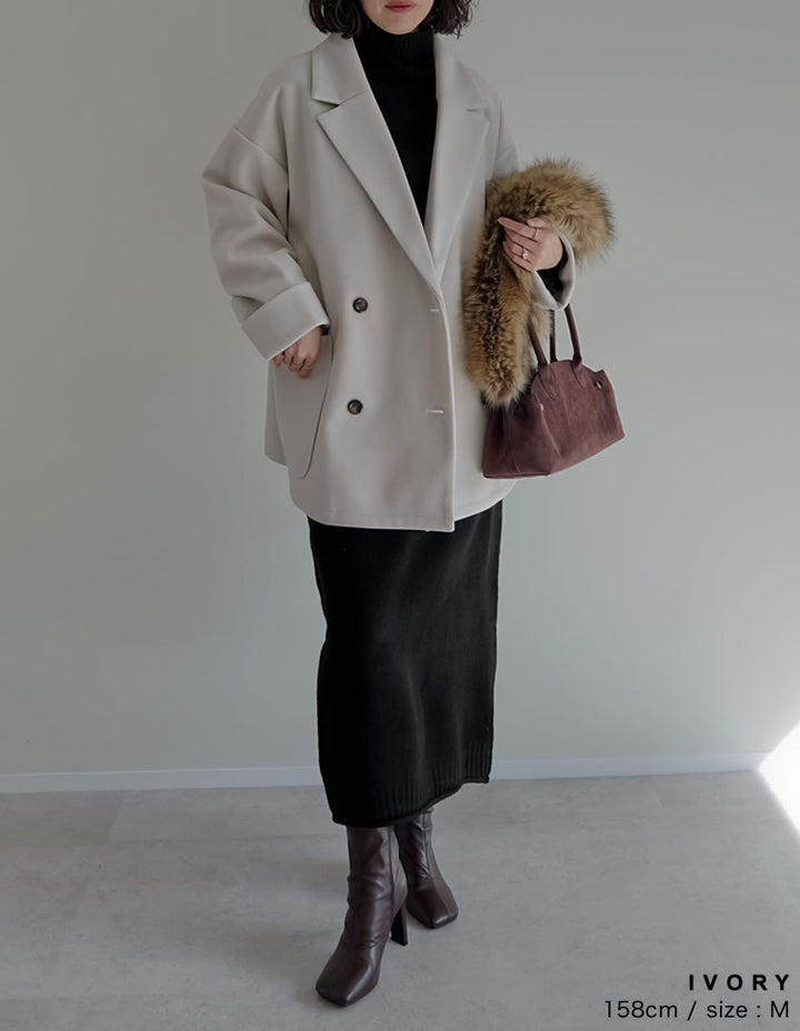 [2025 WINTER COLLECTION]フェイクウールルーズシルエットダブルテーラードジャケット ジャケット/アウター 人気レディースファッション通販 リエディ