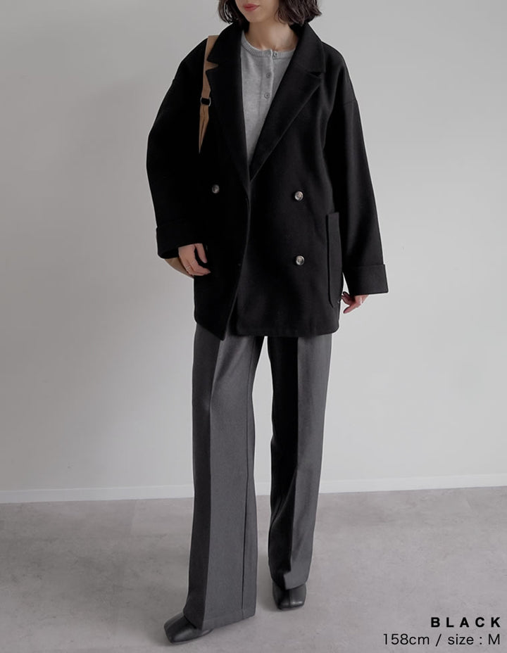 [2025 WINTER COLLECTION]フェイクウールルーズシルエットダブルテーラードジャケット ジャケット/アウター 人気レディースファッション通販 リエディ