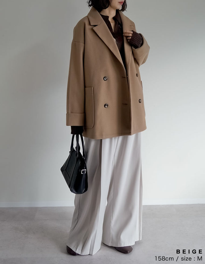 [2025 WINTER COLLECTION]フェイクウールルーズシルエットダブルテーラードジャケット ジャケット/アウター 人気レディースファッション通販 リエディ