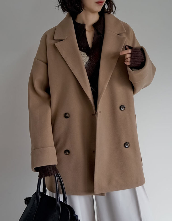 [2025 WINTER COLLECTION]フェイクウールルーズシルエットダブルテーラードジャケット ジャケット/アウター 人気レディースファッション通販 リエディ