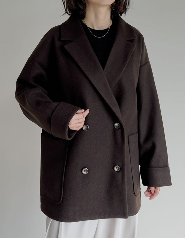 [2025 WINTER COLLECTION]フェイクウールルーズシルエットダブルテーラードジャケット ジャケット/アウター 人気レディースファッション通販 リエディ