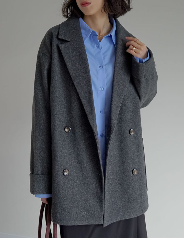 [2025 WINTER COLLECTION]フェイクウールルーズシルエットダブルテーラードジャケット ジャケット/アウター 人気レディースファッション通販 リエディ