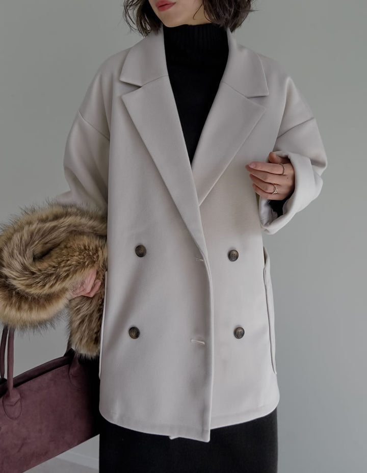 [2025 WINTER COLLECTION]フェイクウールルーズシルエットダブルテーラードジャケット ジャケット/アウター 人気レディースファッション通販 リエディ