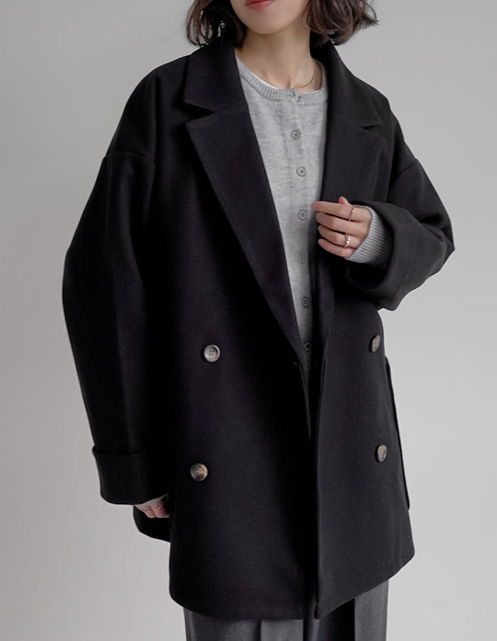 [2025 WINTER COLLECTION]フェイクウールルーズシルエットダブルテーラードジャケット ジャケット/アウター 人気レディースファッション通販 リエディ