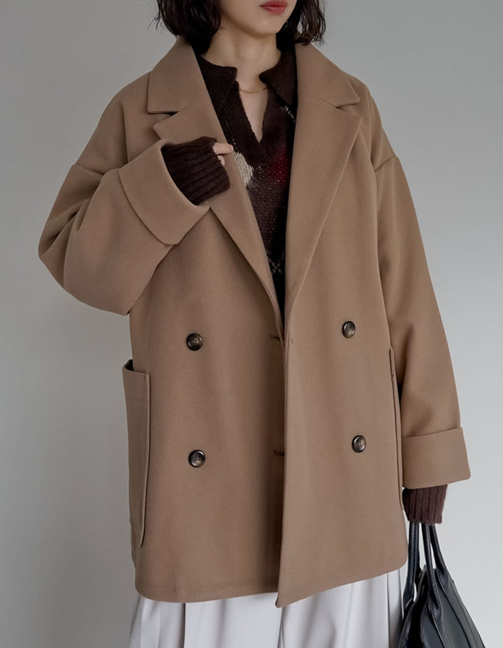 [2025 WINTER COLLECTION]フェイクウールルーズシルエットダブルテーラードジャケット ジャケット/アウター 人気レディースファッション通販 リエディ