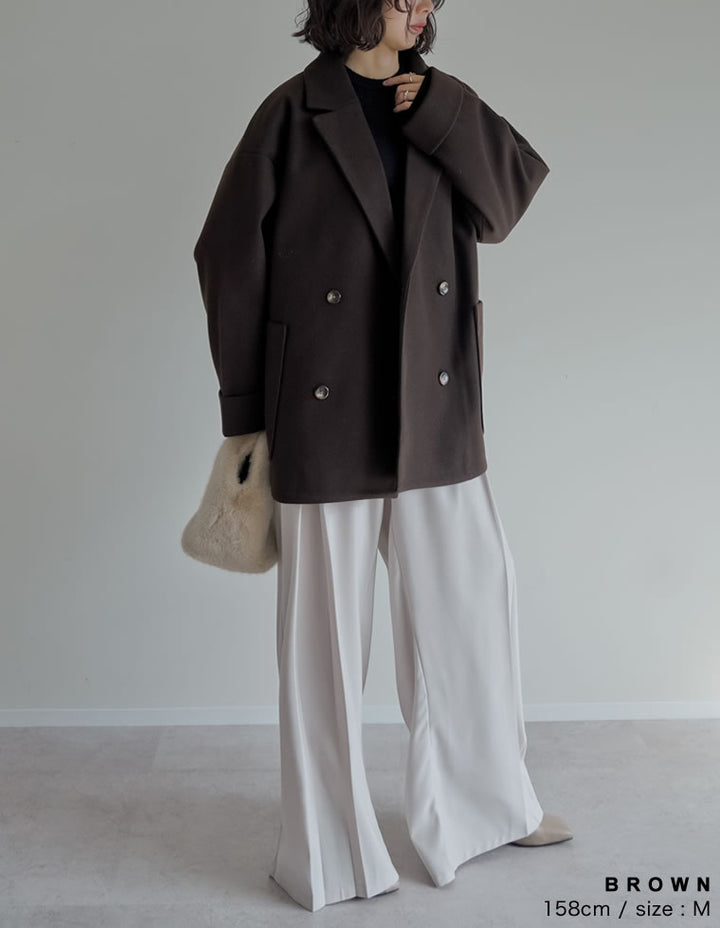 [2025 WINTER COLLECTION]フェイクウールルーズシルエットダブルテーラードジャケット ジャケット/アウター 人気レディースファッション通販 リエディ