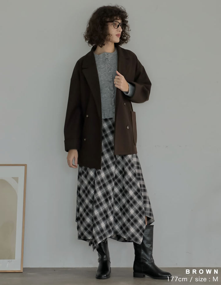 [2025 WINTER COLLECTION]フェイクウールルーズシルエットダブルテーラードジャケット ジャケット/アウター 人気レディースファッション通販 リエディ