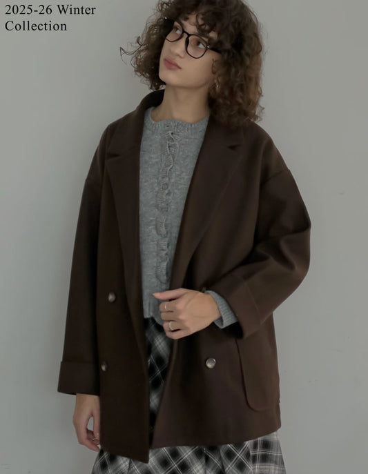 [2025 WINTER PRE ORDER]フェイクウールルーズシルエットダブルテーラードジャケット ジャケット/アウター 人気レディースファッション通販 リエディ