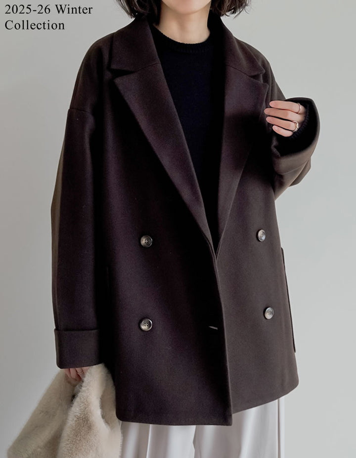 [2025 WINTER COLLECTION]フェイクウールルーズシルエットダブルテーラードジャケット ジャケット/アウター 人気レディースファッション通販 リエディ