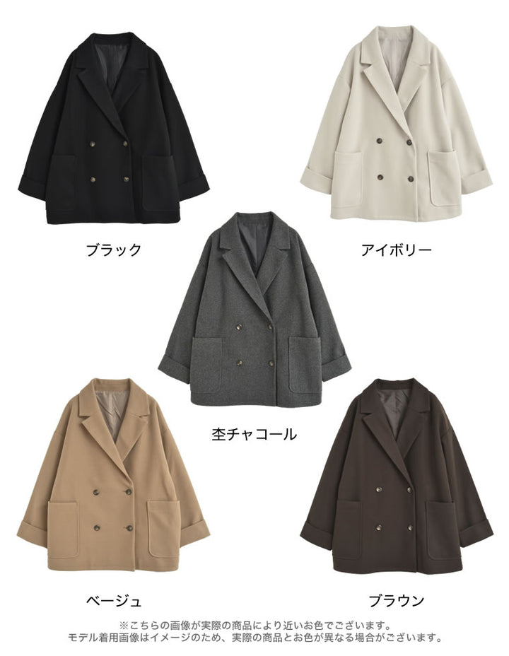 [2025 WINTER COLLECTION]フェイクウールルーズシルエットダブルテーラードジャケット ジャケット/アウター 人気レディースファッション通販 リエディ