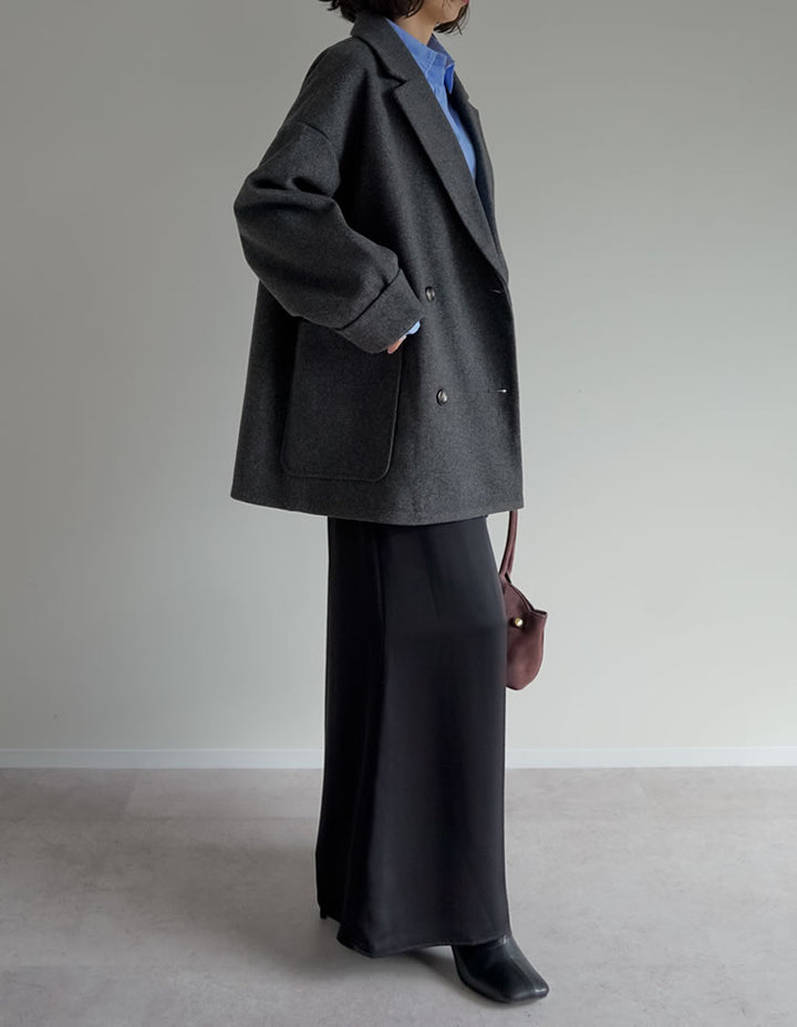 [2025 WINTER COLLECTION]フェイクウールルーズシルエットダブルテーラードジャケット ジャケット/アウター 人気レディースファッション通販 リエディ