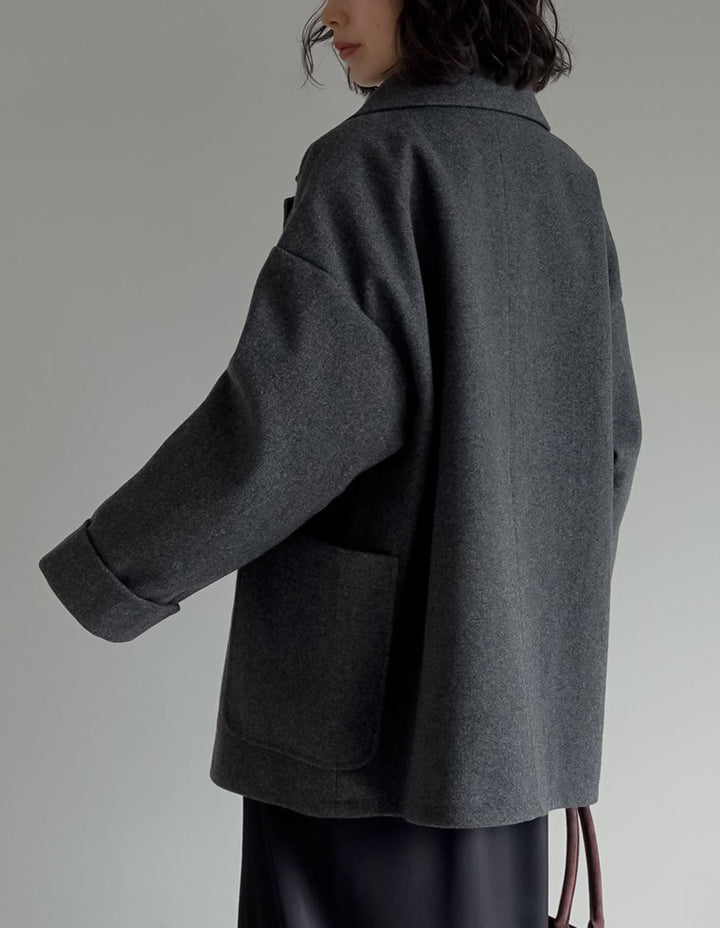 [2025 WINTER COLLECTION]フェイクウールルーズシルエットダブルテーラードジャケット ジャケット/アウター 人気レディースファッション通販 リエディ