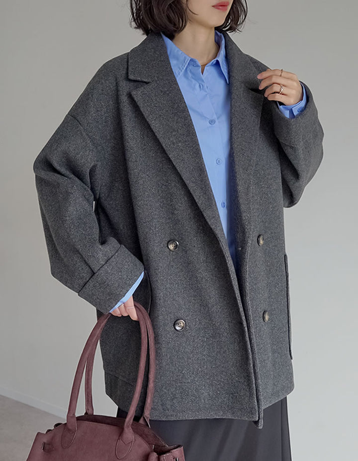 [2025 WINTER COLLECTION]フェイクウールルーズシルエットダブルテーラードジャケット ジャケット/アウター 人気レディースファッション通販 リエディ