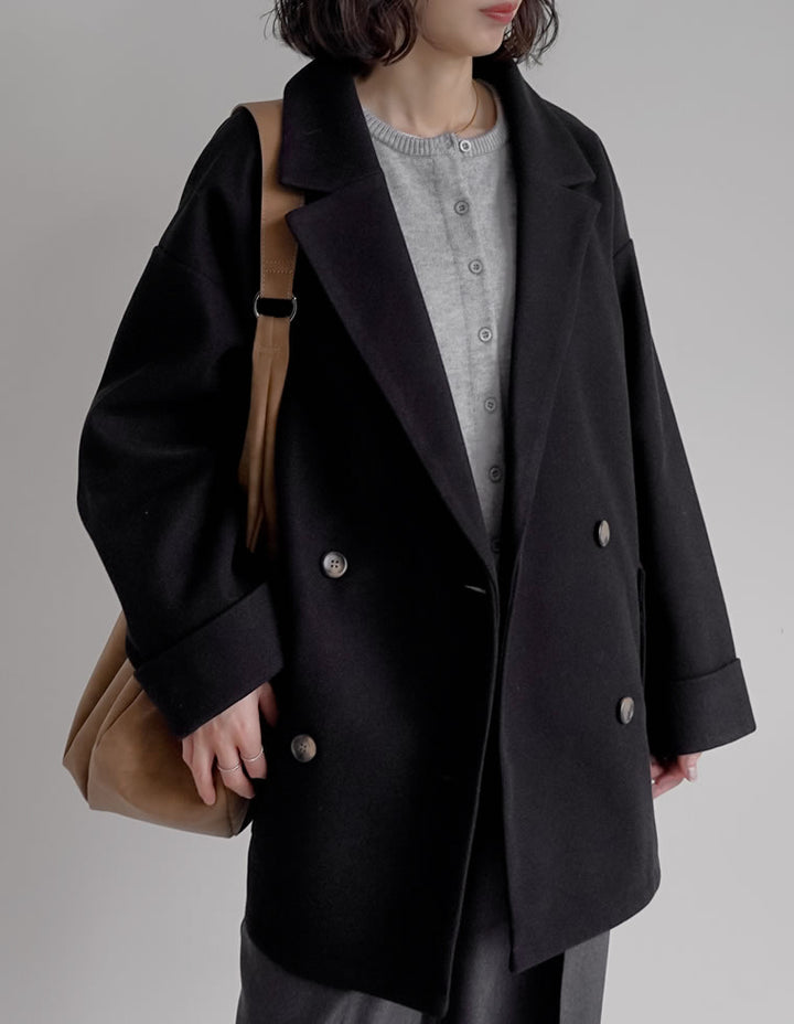 [2025 WINTER COLLECTION]フェイクウールルーズシルエットダブルテーラードジャケット ジャケット/アウター 人気レディースファッション通販 リエディ