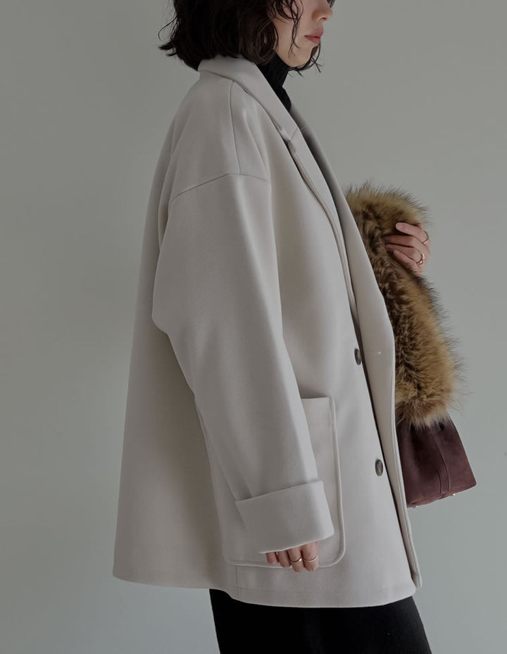 [2025 WINTER COLLECTION]フェイクウールルーズシルエットダブルテーラードジャケット ジャケット/アウター 人気レディースファッション通販 リエディ