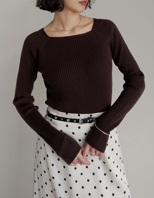 【クーポンで20%OFF￥3,498⇒￥2,799】〖クーポンコード：SH_20_251024〗[2025AW COLLECTION]スクエアネックリブニットトップス トップス 人気レディースファッション通販 リエディ