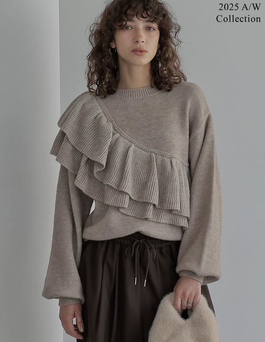 [2025AW COLLECTION]アシメフリルニットプルオーバー