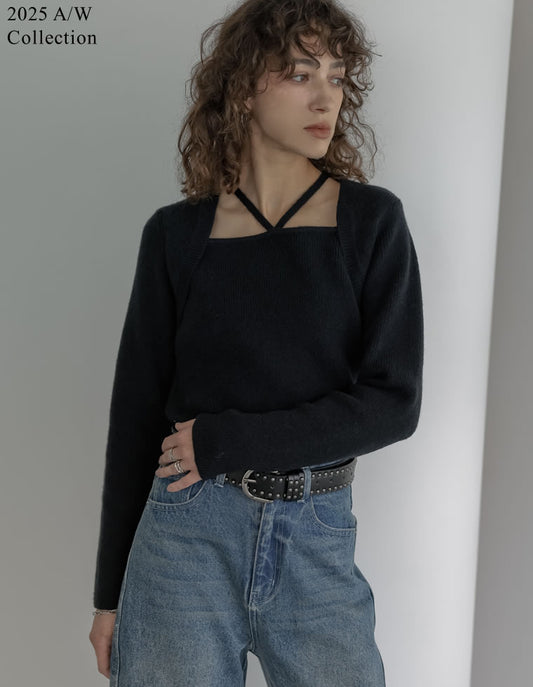 [2025AW COLLECTION]ホルターボレロ風ニットプルオーバー