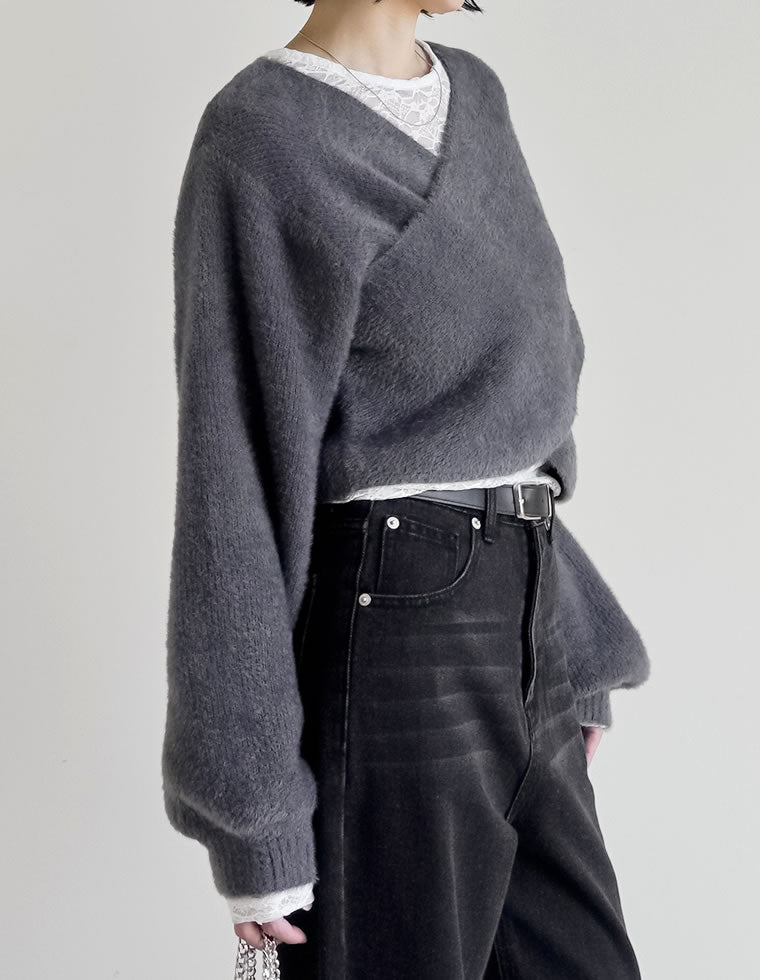 シャギーカシュクールニットプルオーバー - トップス通販 | 人気
