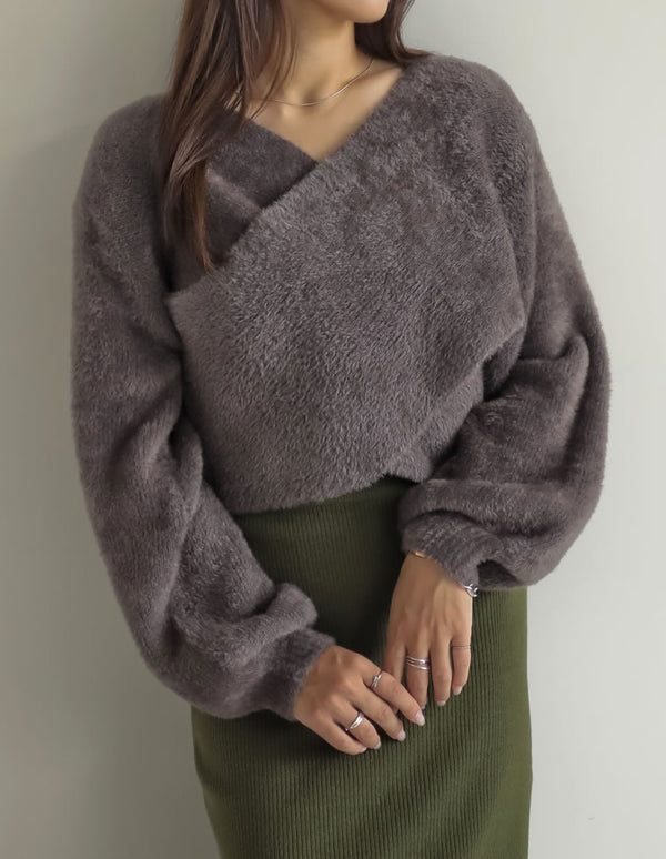 シャギーカシュクールニットプルオーバー