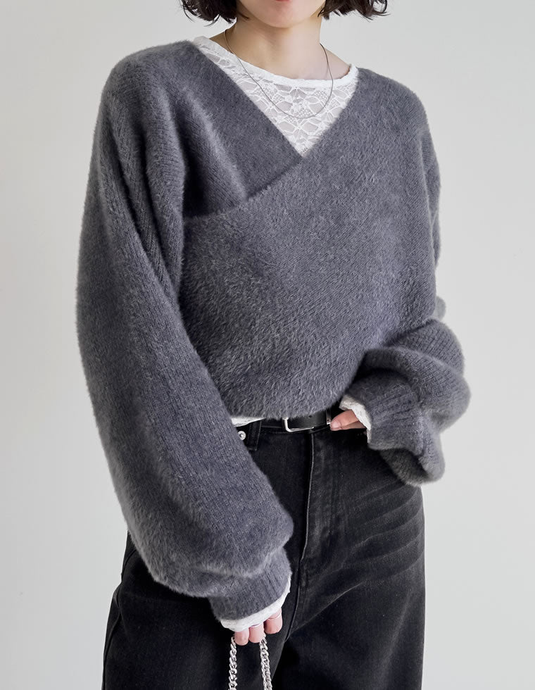 シャギーカシュクールニットプルオーバー - トップス通販 | 人気