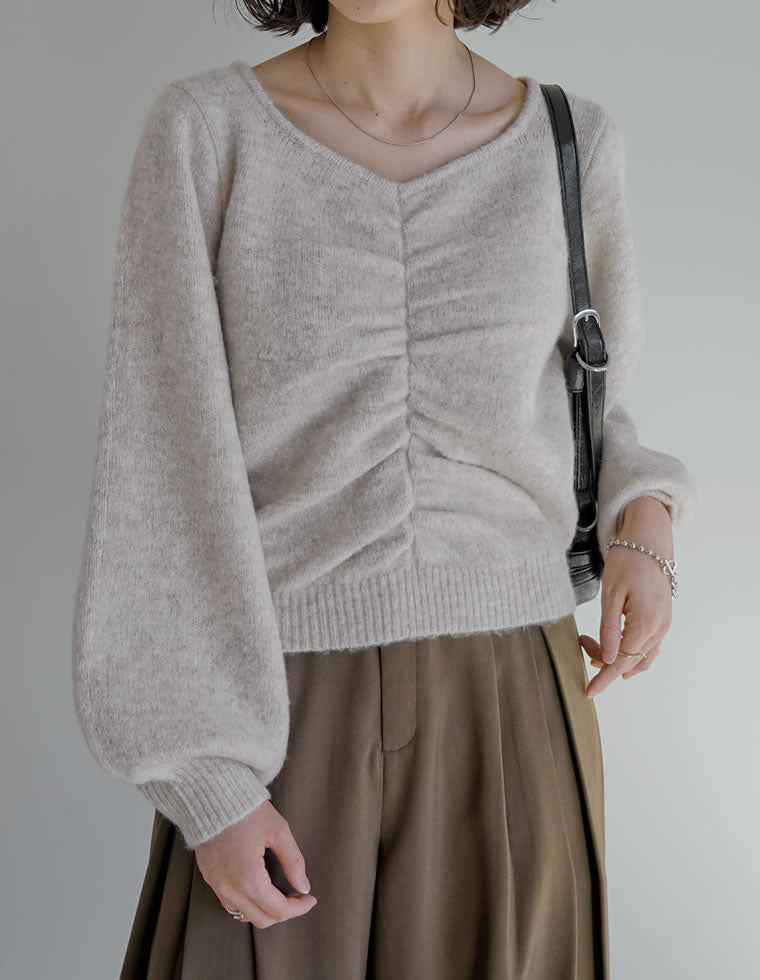 フロントシャーリングニットプルオーバー - トップス通販 | 人気