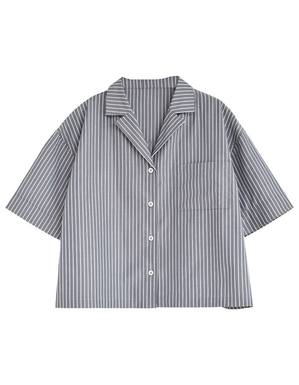 【TIME SALE 30%OFF ¥4,499⇒¥3,149】マルチストライプブロード半袖シャツ[mb] トップス 人気レディースファッション通販 リエディ